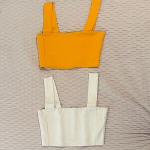 Orange and White Zara Crop Tops